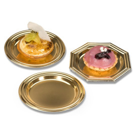 Mini Plato de Plastico Postre Octogonal Oro 8 cm (1000 Uds)