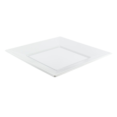 Plato de Plástico Llano Cuadrado Blanco 170mm (6 Uds)