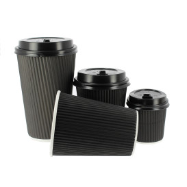 Vaso Cartón 12 Oz/300ml "Rizado" Negro Ø8,7cm (25 Uds)