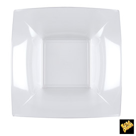 Plato de Plastico Hondo Cuadrado Transp. 180mm (25 Uds)