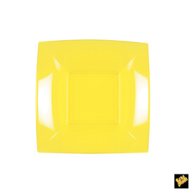Plato de Plastico Hondo Cuadrado Amarillo 180mm (150 Uds)