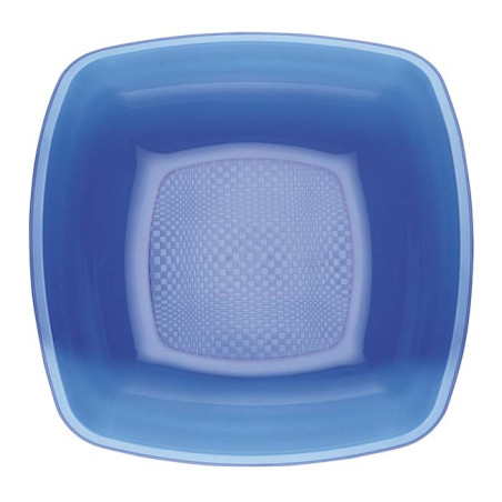 Plato Duro Reutilizable PS Hondo Azul Transp. "Square" 18cm (25 Uds)