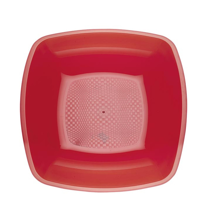 Plato de Plastico Hondo Rojo Transp. 180mm (25 Uds)