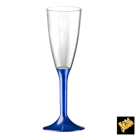 Copa de Plastico Cava con Pie Azul Perlado 120ml (200 Uds)