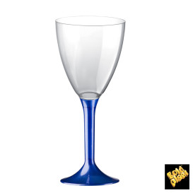 Copa de Plastico Vino con Pie Azul Perlado 160ml (200 Uds)