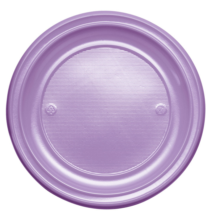 Plato de Plastico Llano Violeta PS 220 mm (30 Uds)