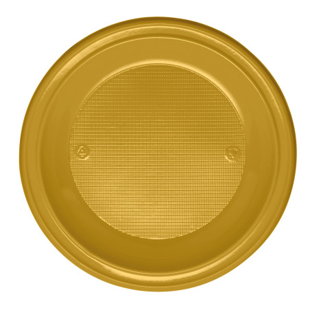 Plato de Plástico PS Llano Oro Ø220 mm (30 Uds)