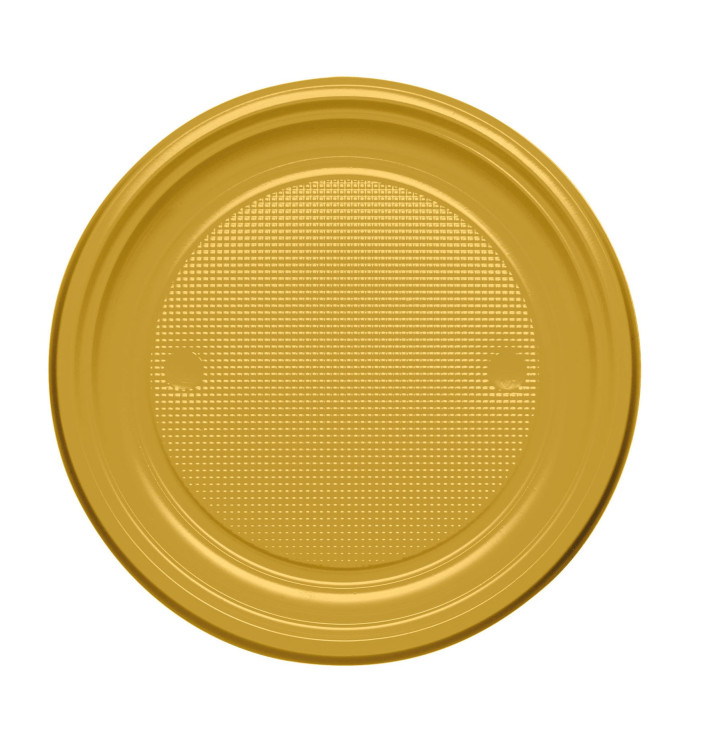 Plato de Plastico Llano Oro PS 170mm (1100 Uds)