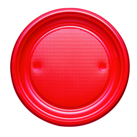 Plato de Plástico PS Llano Rojo Ø170mm (50 Uds)