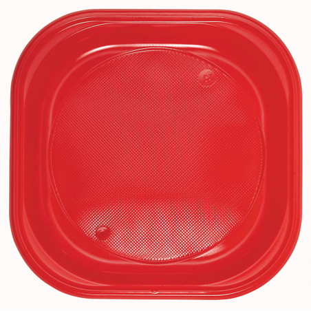 Plato Reutilizable PS Cuadrado Rojo 200x200mm (25 Uds)