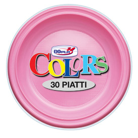 Plato de Plastico Hondo Rosa PS 220mm (600 Uds)