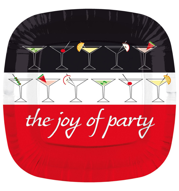 Plato de Carton Cuadrado '' Joy of Party'' 230mm  (200 Uds)