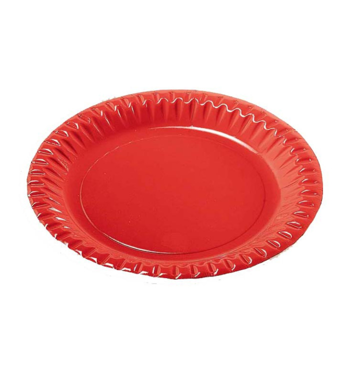 Plato de Carton Redondo Rojo 180mm (10 Uds)