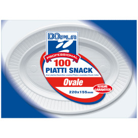 Plato de Plastico Ovalado Llano Blanco PS (1000 Uds)