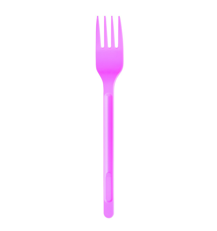 Tenedor de Plastico PS Rosa 175mm (20 Uds)