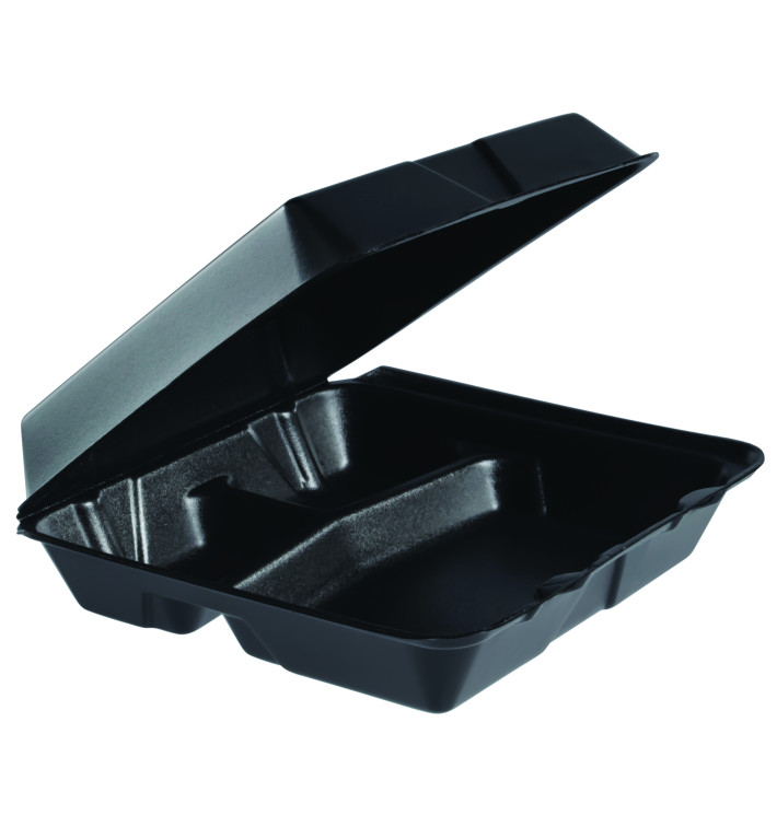 Envase Foam MenuBox Grande 3 C. Negro 240x235mm (100 Uds)