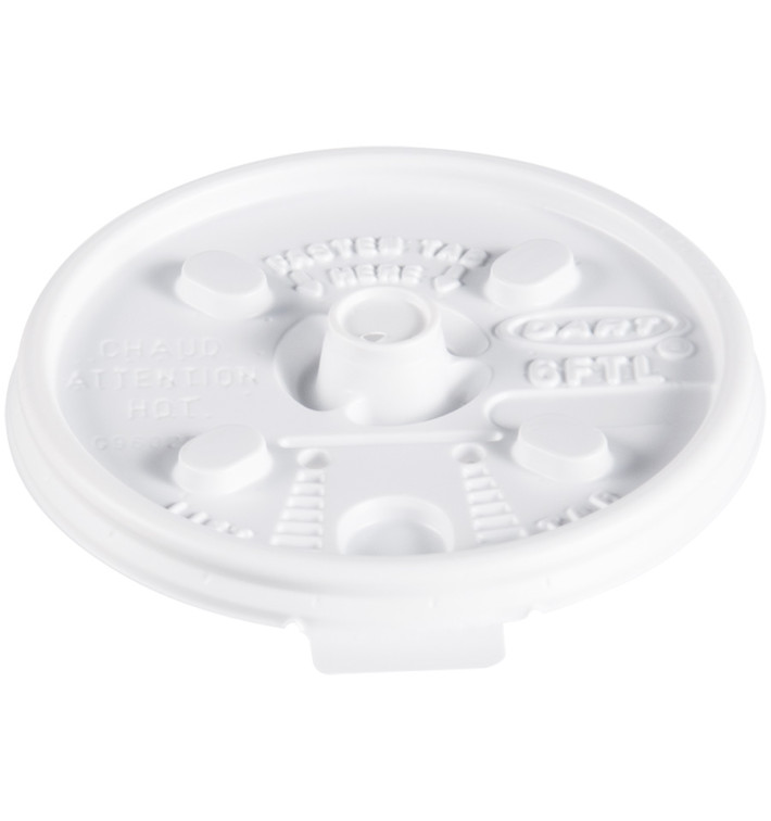 Tapa de Plastico PS Blanca "Lift n' Lock" con solapa Ø  (1000 Uds)