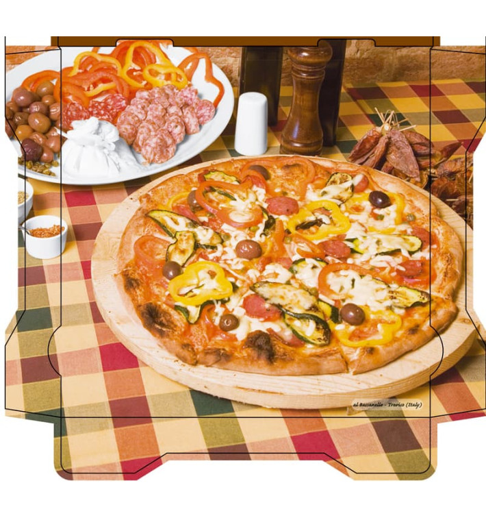 Cajas para Pizza Al Bassanello Tavola 40x40x4,2 cm (100 Uds)