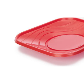 Plato de Plastico PP "X-Table" Cuadrado Rojo 180mm (8 Uds)