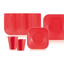 Bandeja de Plastico PP "X-Table" Rojo 330x230mm (60 Uds)