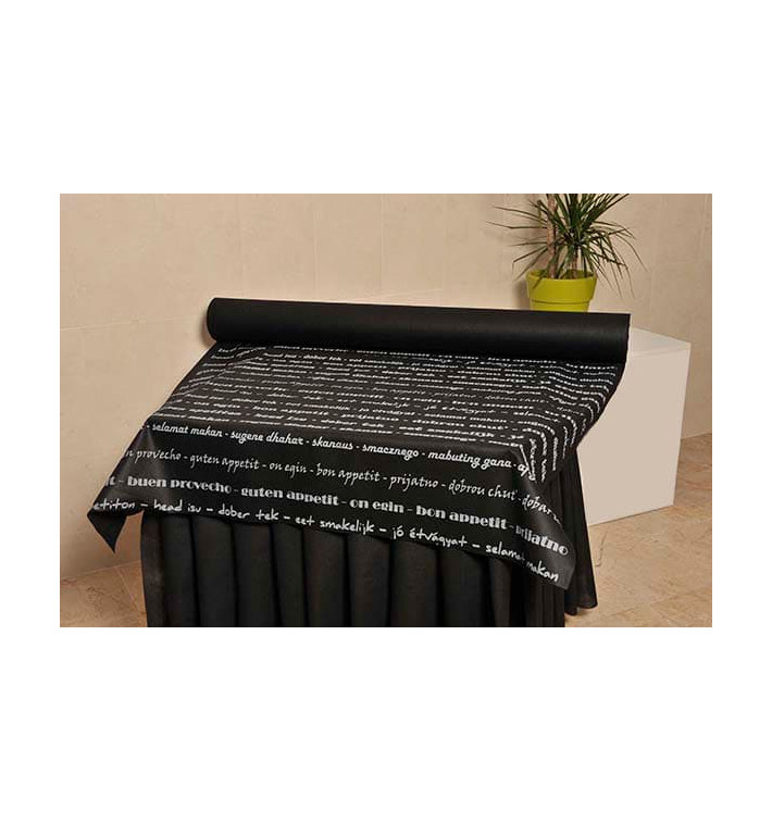 Mantel Rollo Novotex Negro "Buen Provecho" 1,2x48m 50g (6 Uds)