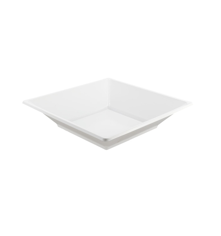 Plato de Plastico Hondo Cuadrado Blanco 170mm (25 Uds)