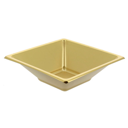 Bol de Plástico PS Cuadrado Oro 12x12cm (25 Uds)