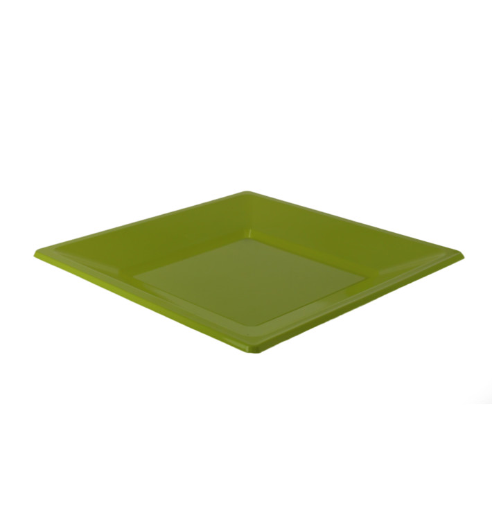 Plato de Plastico Llano Cuadrado Pistacho 230mm (180 Uds)