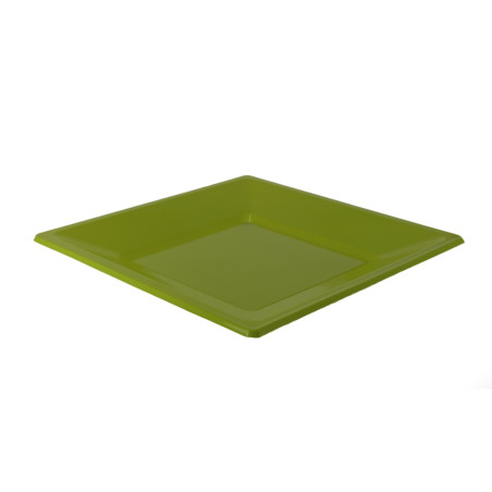 Plato de Plástico Llano Cuadrado Pistacho 23cm (180 Uds)