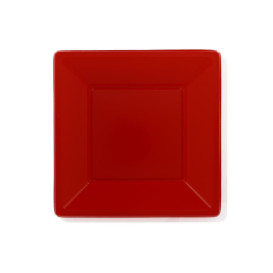 Plato de Plastico Llano Cuadrado Rojo 170mm (25 Uds)