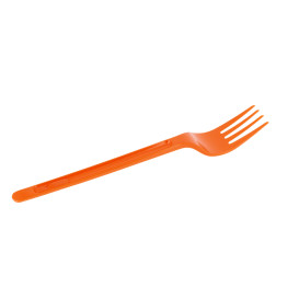 Tenedor de Plastico PS Naranja 175mm (20 Uds)