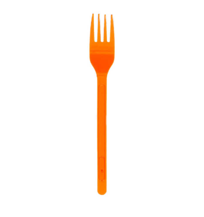 Tenedor de Plastico PS Naranja 175mm (600 Uds)