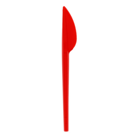 Cuchillo de Plástico PS Rojo 165mm (20 Uds)