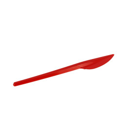 Cuchillo de Plastico PS Rojo 165mm (20 Uds)