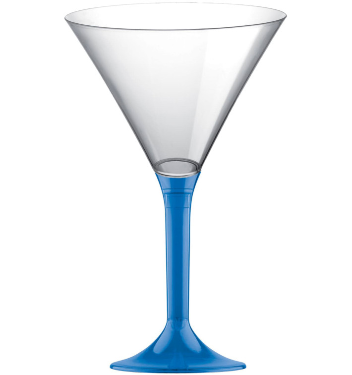 Copa de Plastico Cocktail con Pie Azul Transp. 185ml (20 Uds)