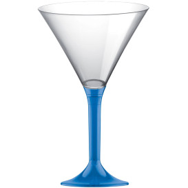 Copa de Plastico Cocktail con Pie Azul Transp. 185ml (200 Uds)