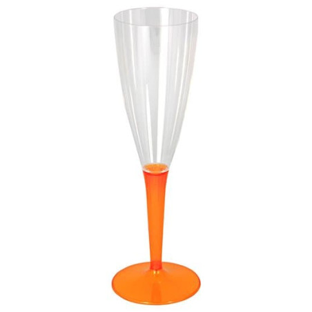 Copa de Plástico Cava Pie Naranja 100ml (72 Uds)