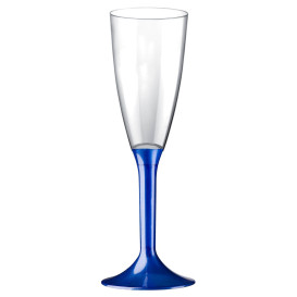 Copa de Plastico Cava con Pie Azul Perlado 120ml (200 Uds)