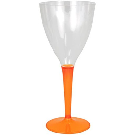 Copa de Plástico Vino Pie Naranja 130ml (60 Uds)
