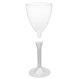 Copa de Plastico Vino con Pie Blanco Perlado 180ml (20 Uds)