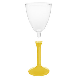 Copa de Plastico Vino con Pie Amarillo 180ml (200 Uds)