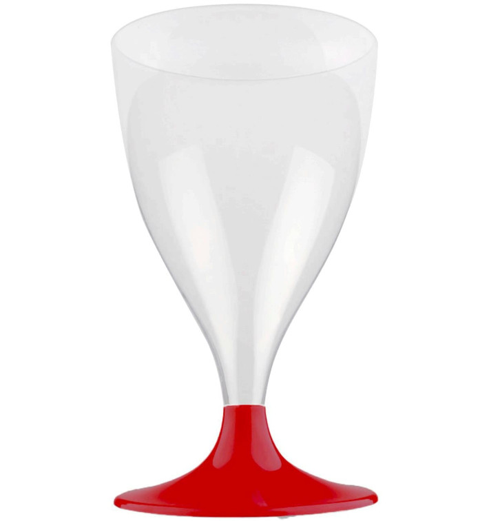 Copa de Plastico Vino con Pie Burdeos 200ml (20 Uds)