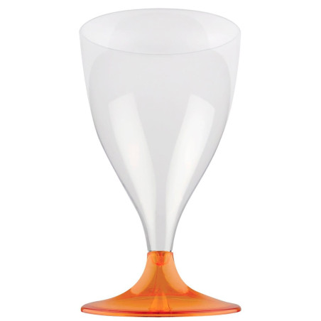 Copa Plástico Vino Pie Naranja Transp. 200ml 2P (20 Uds)