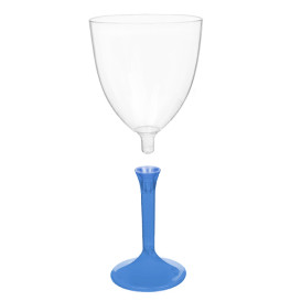 Copa de Plastico Vino con Pie Azul Transp. 300ml (200 Uds)