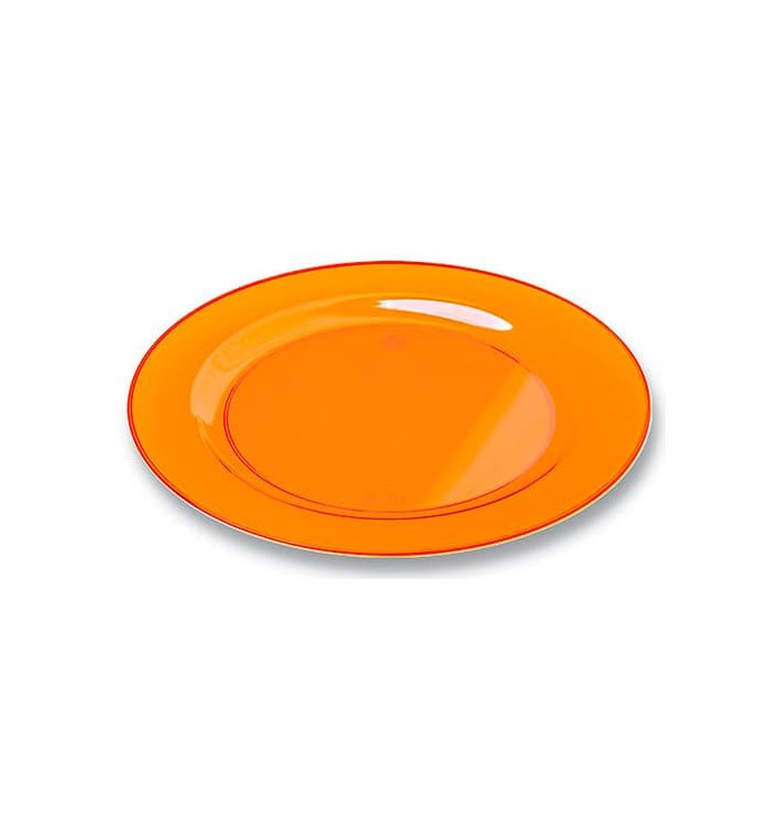 Plato Plastico Redondo Extra Rigido Naranja 19cm (120 Uds)