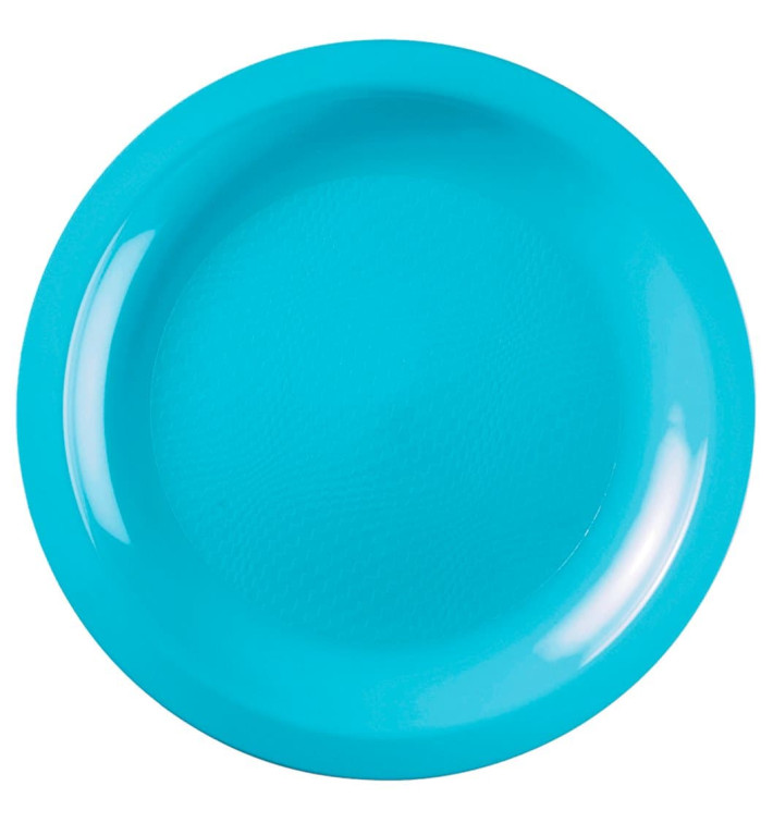 Plato de Plastico Llano Turquesa Round PP Ø220mm (300 Uds)