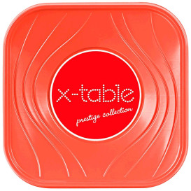 Bol de Plastico PP "X-Table" Cuadrado Naranja 180x180mm (8 Uds)