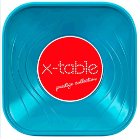 Bol de Plastico PP "X-Table" Cuadrado Turquesa 180x180mm (120 Uds)