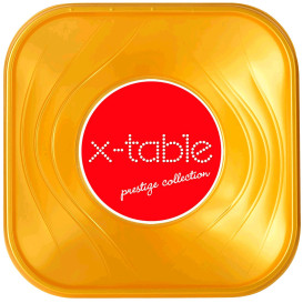 Bol de Plastico PP "X-Table" Cuadrado Oro 180x180mm (120 Uds)