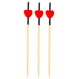 Pinchos de Bambu Rojo y Negro "Heart" 120mm  (5000 Uds)